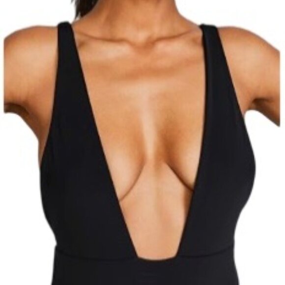 Mara Hoffman Women's Standard Audrey Black Deep V One Piece Swimsuit Size L, XL - Picture 5 of 11